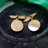 Discount Pamono Two-Tone Gold Cufflinks in Button Shape with Cut-Out Seeds, Set of 2