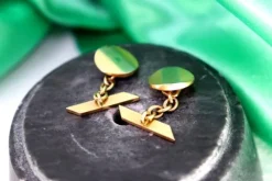 Discount Pamono Two-Tone Gold Cufflinks in Button Shape with Cut-Out Seeds, Set of 2
