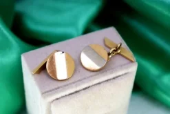Discount Pamono Two-Tone Gold Cufflinks in Button Shape with Cut-Out Seeds, Set of 2