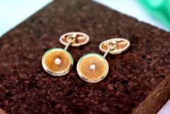 Discount Pamono Two-Tone Gold Cufflinks with Brilliant-Cut Diamonds, Set of 2