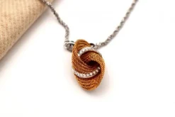 Pamono Two-Tone Gold Earrings and Necklace and Ring with Brilliant-Cut Diamonds, Set of 4><noscript><img width=