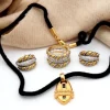 Online Pamono Two-Tone Gold Set with Necklace and Earrings and Ring with Brilliant-Cut Diamonds, Set of 4