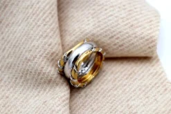 Online Pamono Two-Tone Gold Set with Necklace and Earrings and Ring with Brilliant-Cut Diamonds, Set of 4