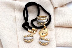 Online Pamono Two-Tone Gold Set with Necklace and Earrings and Ring with Brilliant-Cut Diamonds, Set of 4