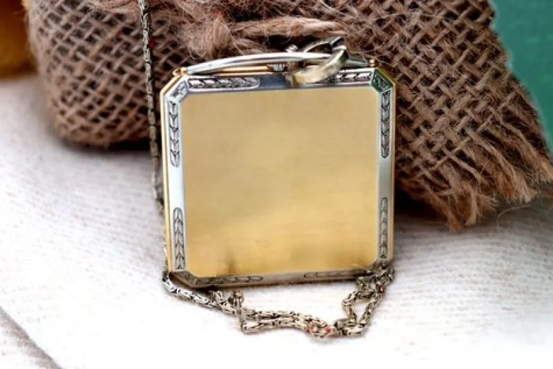 Pamono Two-Tone Gold Square Pocket Watch from Longines> Watches