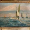 Clearance Pamono U. Montini, Marina, 20th Century, Oil on Panel, Framed
