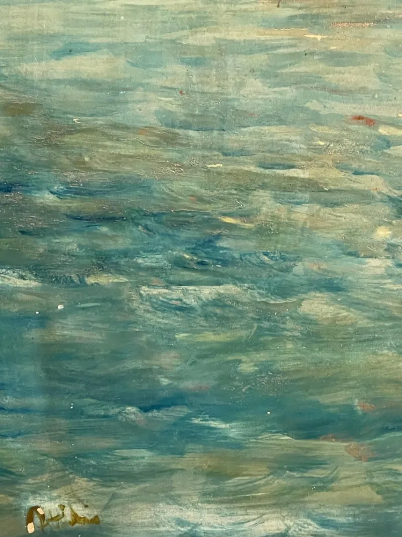 Clearance Pamono U. Montini, Marina, 20th Century, Oil on Panel, Framed