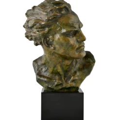 Pamono Ugo Cipriani, Art Deco Male Bust, 1930, Bronze on Marble Base> Art Deco