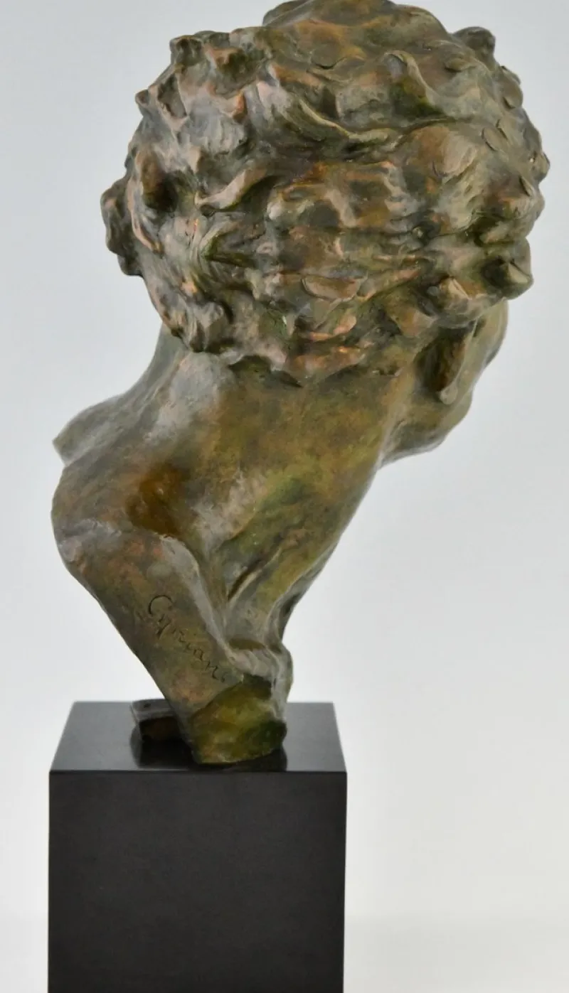 Pamono Ugo Cipriani, Art Deco Male Bust, 1930, Bronze on Marble Base> Art Deco
