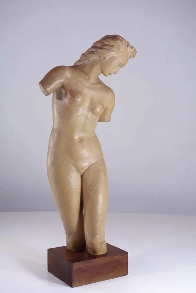 Pamono Ugo Zaccagnini, Art Deco Sculpture of Nude Woman, 1930s, Earthenware> Art Deco