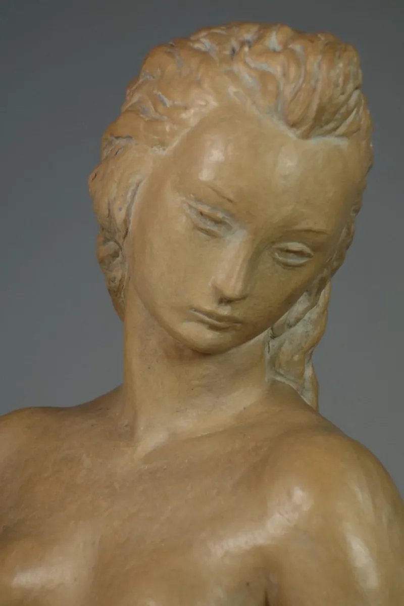 Pamono Ugo Zaccagnini, Art Deco Sculpture of Nude Woman, 1930s, Earthenware> Art Deco