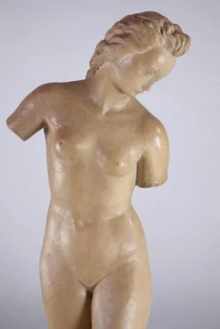 Pamono Ugo Zaccagnini, Art Deco Sculpture of Nude Woman, 1930s, Earthenware><noscript><img width=