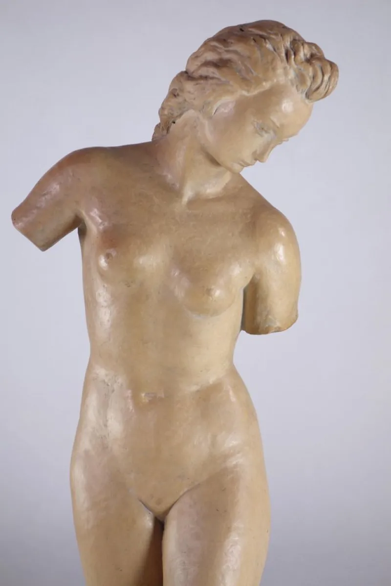 Pamono Ugo Zaccagnini, Art Deco Sculpture of Nude Woman, 1930s, Earthenware> Art Deco
