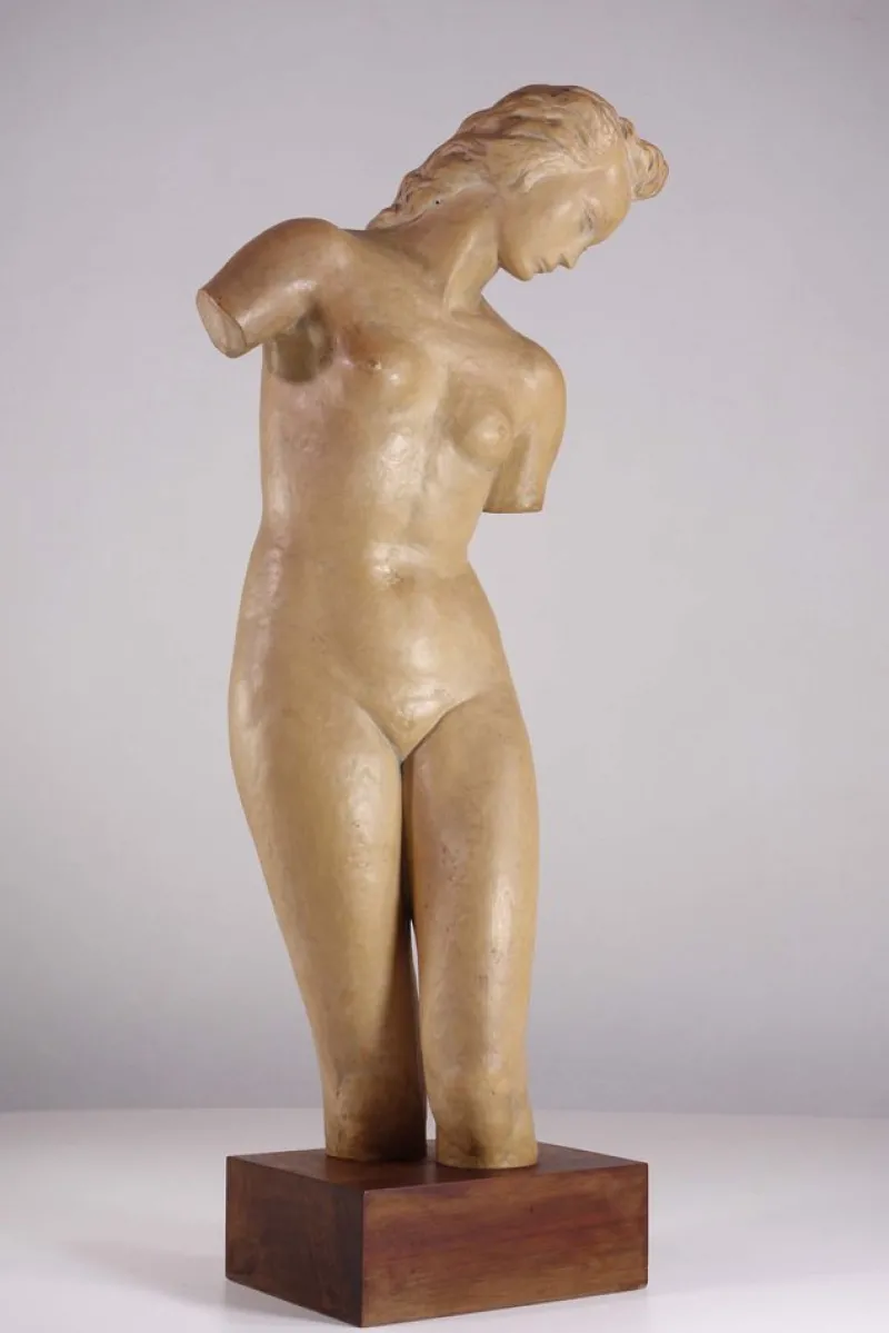Pamono Ugo Zaccagnini, Art Deco Sculpture of Nude Woman, 1930s, Earthenware> Art Deco