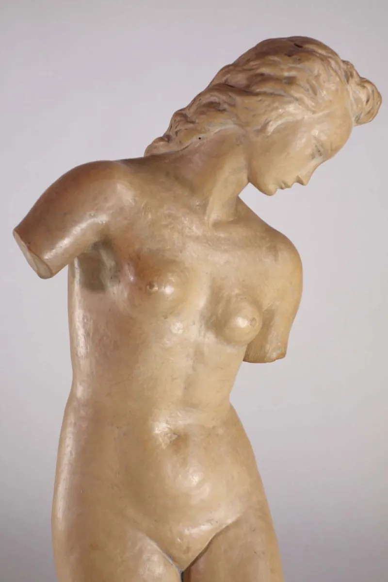 Pamono Ugo Zaccagnini, Art Deco Sculpture of Nude Woman, 1930s, Earthenware> Art Deco