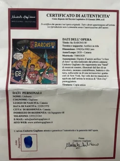 Pamono Umberto Gagliano, The Barons 80, Acrylic on Canvas, 2020><noscript><img width=