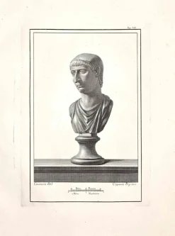 Pamono Unknown, Ancient Roman Bust, Original Etching, 18th Century> Old Masters