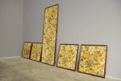 New Pamono Upholstered Doors in Floral Fabric, 1950s, Set of 5