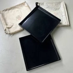 Pamono Urushi Lacquer Black Tray, Japan, 1890s><noscript><img width=