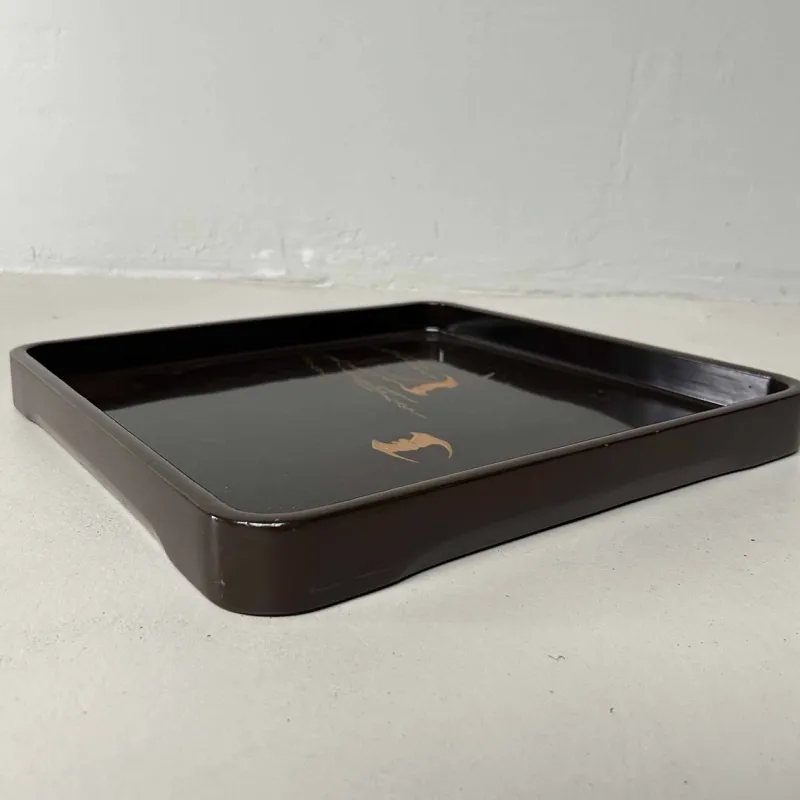 Hot Pamono Urushi Lacquerware Bat and Moon Tray, 1890s