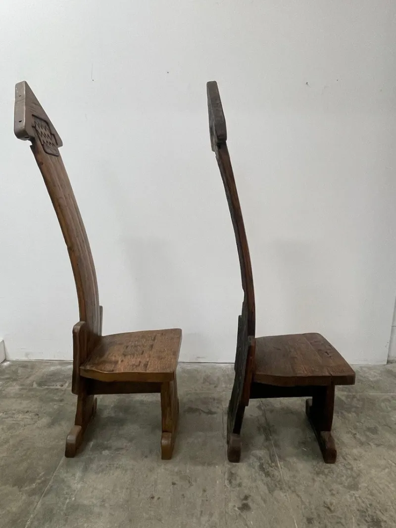 Pamono Vallazza Interlocking Thrones in Wood by Luciano Bertolotto, 1970s, Set of 2> Living Room Sets