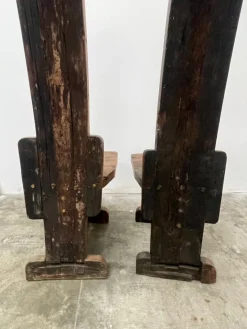 Pamono Vallazza Interlocking Thrones in Wood by Luciano Bertolotto, 1970s, Set of 2><noscript><img width=