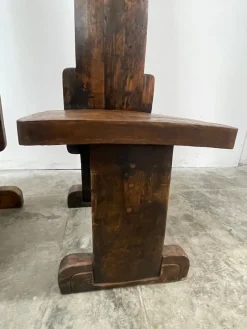 Pamono Vallazza Interlocking Thrones in Wood by Luciano Bertolotto, 1970s, Set of 2><noscript><img width=