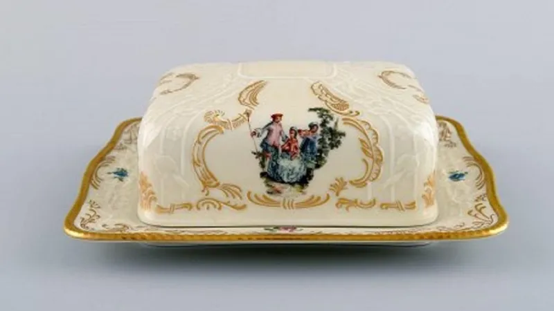 Pamono Vase and Butter Tray in Hand Painted Porcelain from Rosenthal, Set of 2> Trays