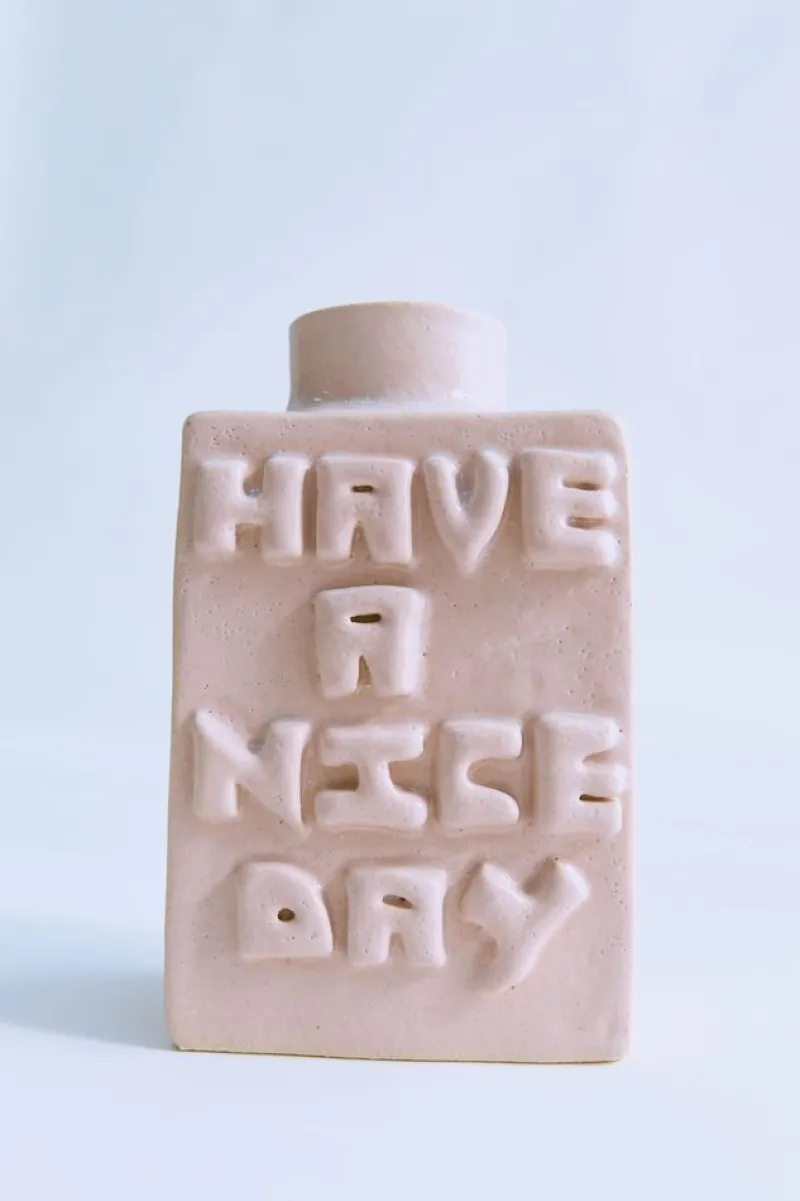 Pamono Vase Have a Nice Day Small Opale by Lentiez> Tabletop