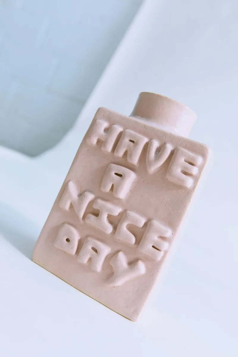 Pamono Vase Have a Nice Day Small Opale by Lentiez> Tabletop