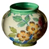 Best Pamono Vase with Flower Decor, Gouda, Holland, 1920s