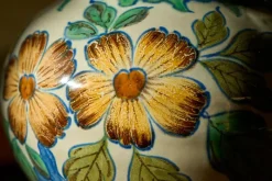 Best Pamono Vase with Flower Decor, Gouda, Holland, 1920s