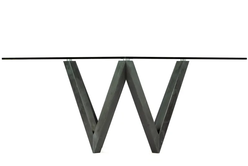Pamono Vega Dining Table in Black Slate and Glass Design by Joaquín Moll for Meddel