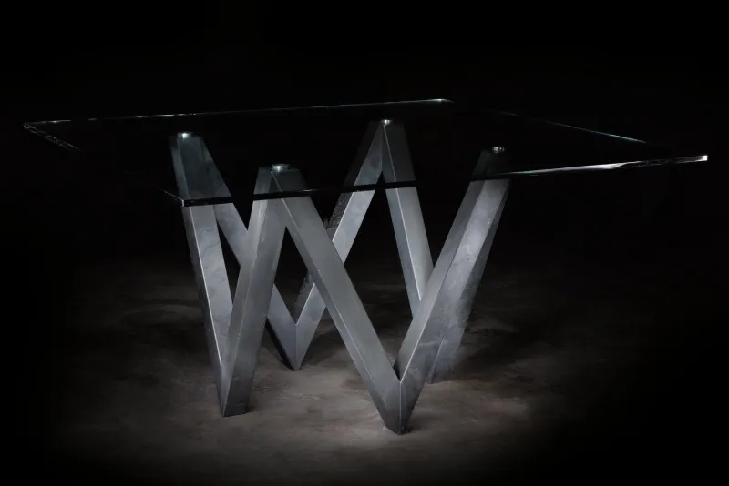 Pamono Vega Dining Table in Black Slate and Glass Design by Joaquín Moll for Meddel