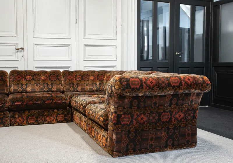 Pamono Velvet Sectional Sofa, Sweden, 1970s, Set of 7> Couches & Sofas