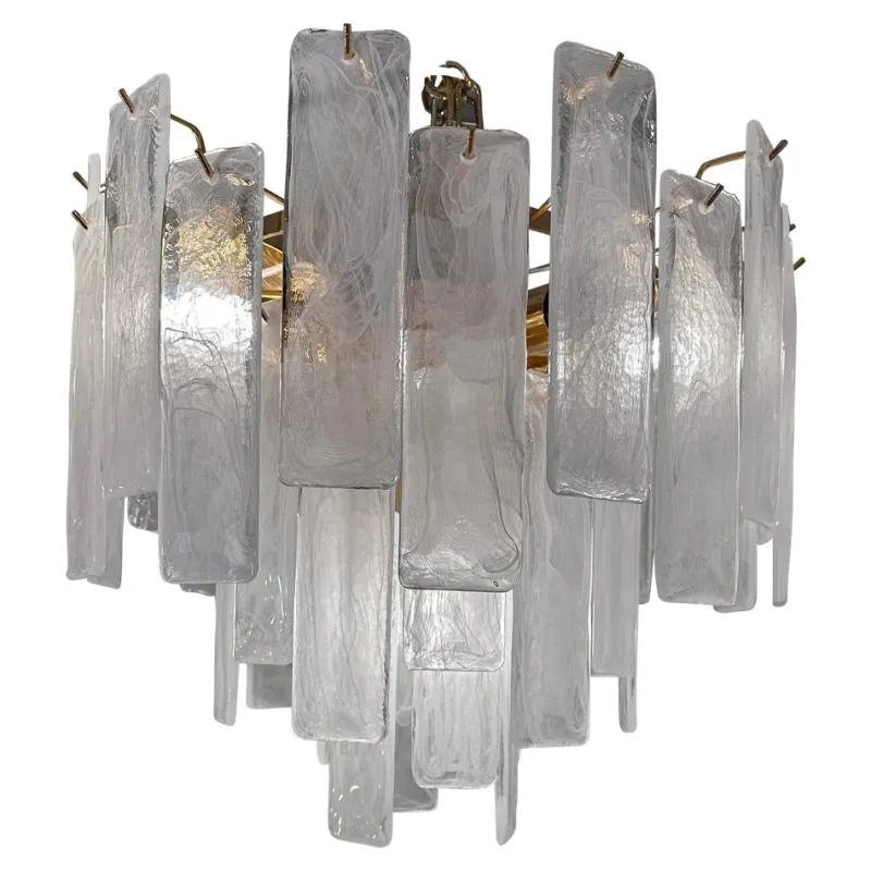 Pamono Veneered-White Listelli Alabastro Chandelier by Simoeng> Ceiling Lights