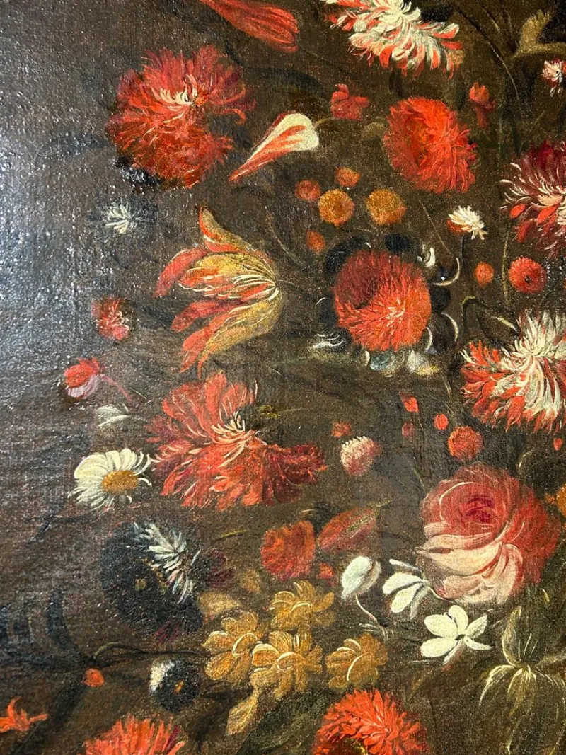 Discount Pamono Venetian Artist, Still Life with Flowers, Late 17th Century, Framed