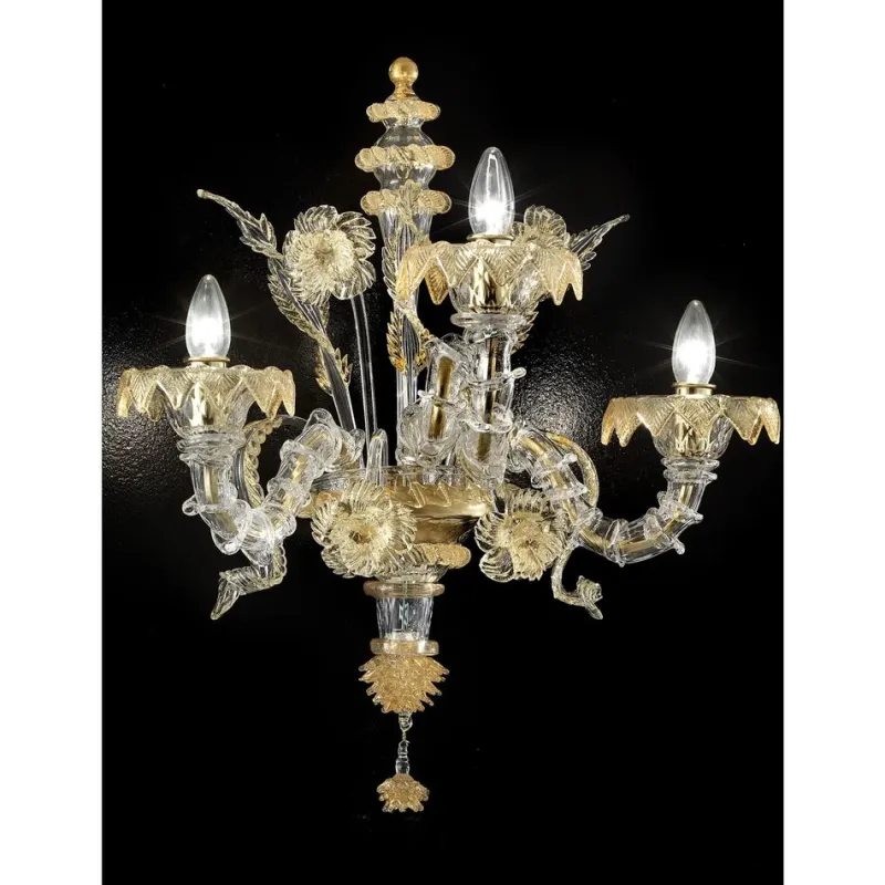 Pamono Venetian Ca Rezzonico Murano Glass Gold Wall Sconce by Simoeng> Wall Lights & Sconces