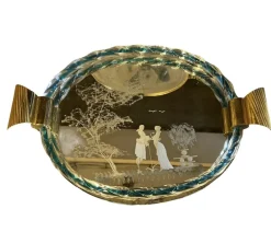 Online Pamono Venetian Etched Mirror Murano Glass Tray