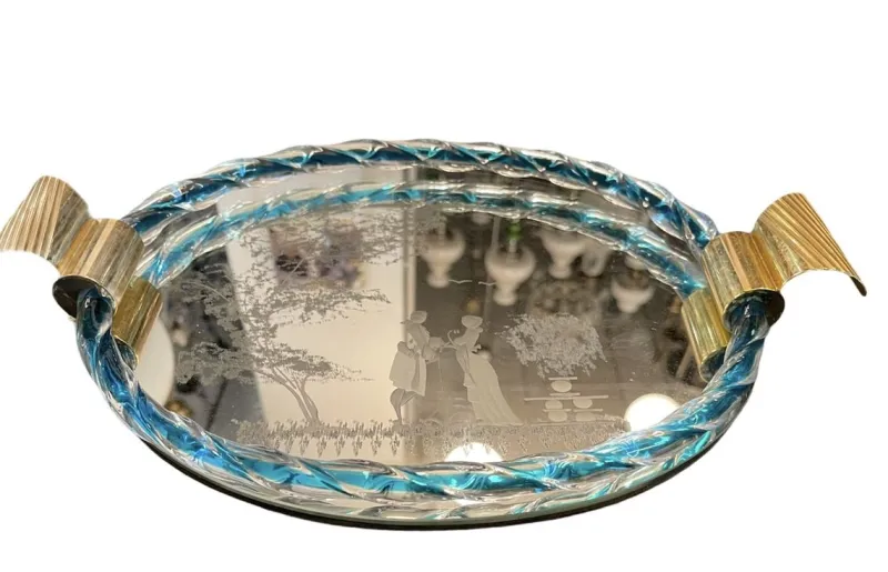 Online Pamono Venetian Etched Mirror Murano Glass Tray