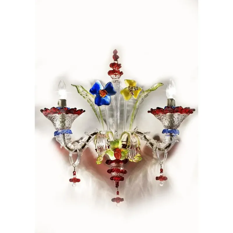 Pamono Venetian Floreal Multicolor Cà Rezzonico Murano Glass Wall Sconce by Simoeng> Wall Lights & Sconces