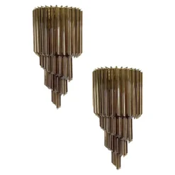 Pamono Venetian Fumè Quadriedro Murano Glass Wall Sconces by Simoeng, Set of 2> Wall Lights & Sconces