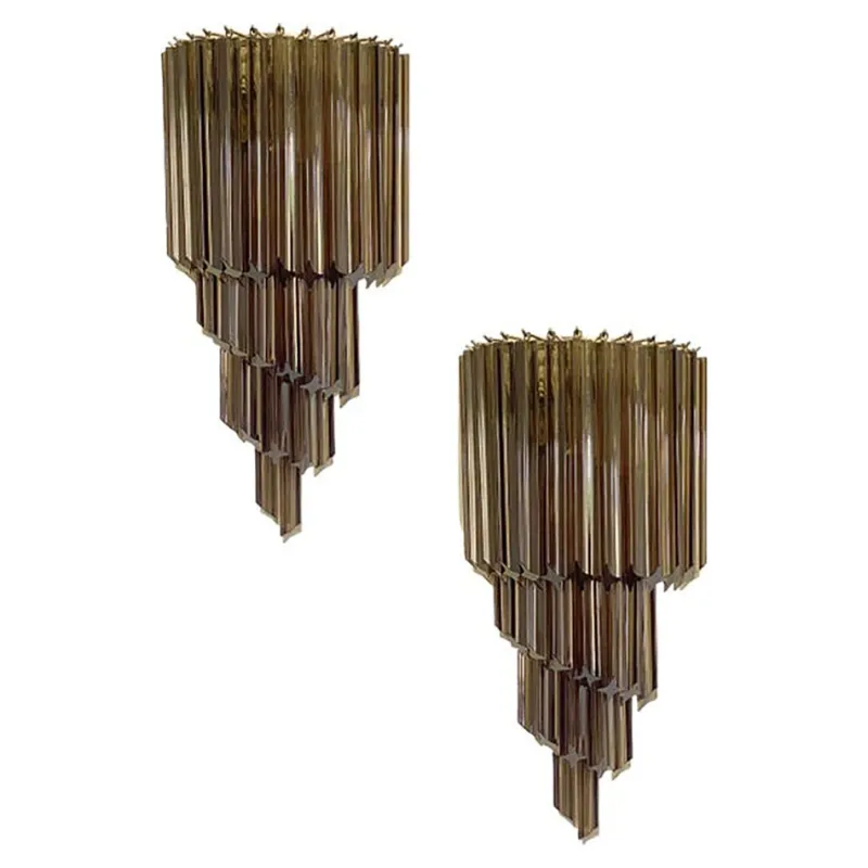 Pamono Venetian Fumè Quadriedro Murano Glass Wall Sconces by Simoeng, Set of 2> Wall Lights & Sconces