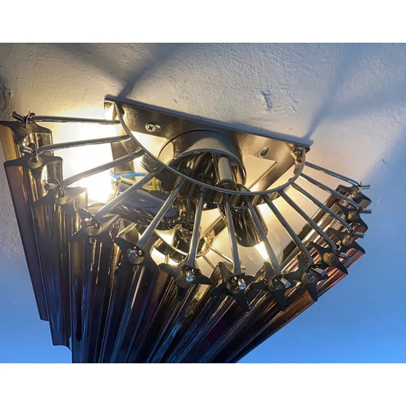 Pamono Venetian Fumè Quadriedro Murano Glass Wall Sconces by Simoeng, Set of 2> Wall Lights & Sconces