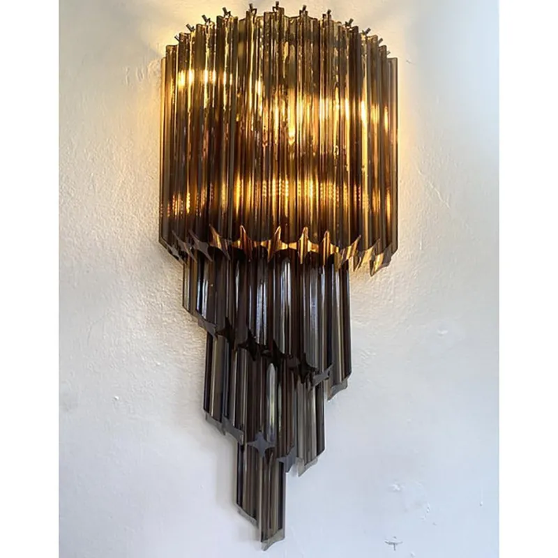 Pamono Venetian Fumè Quadriedro Murano Glass Wall Sconces by Simoeng, Set of 2> Wall Lights & Sconces