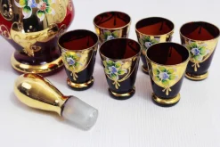 Pamono Venetian Glass Liquor Service in Gold-Plating, 1950s, Set of 7><noscript><img width=