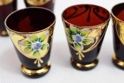 Pamono Venetian Glass Liquor Service in Gold-Plating, 1950s, Set of 7><noscript><img width=