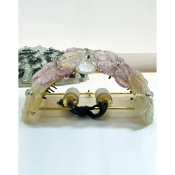 Pamono Venetian Gold and Violet Flowers Wall Sconces in Murano Glass by Simoeng, Set of 2><noscript><img width=