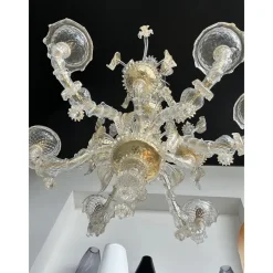 Pamono Venetian Gold Ca Rezzonico Murano Glass Chandelier by Simoeng><noscript><img width=