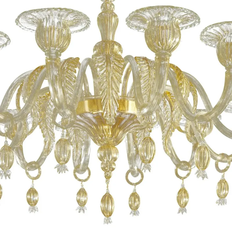 Hot Pamono Venetian Gold Chandelier with Big Leaves by Simoeng